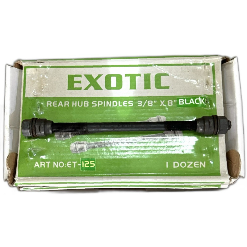 AS RODA BELAKANG SEPEDA 3/8" x 8" EXOTIC HITAM/REAR HUB SPINDLES SEMUA SEPEDA 12-27,5 INCH