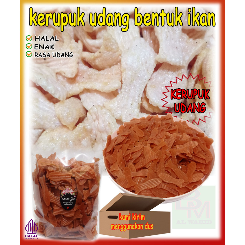 

Kerupuk Udang Bentuk ikan Kemasan 250 gram