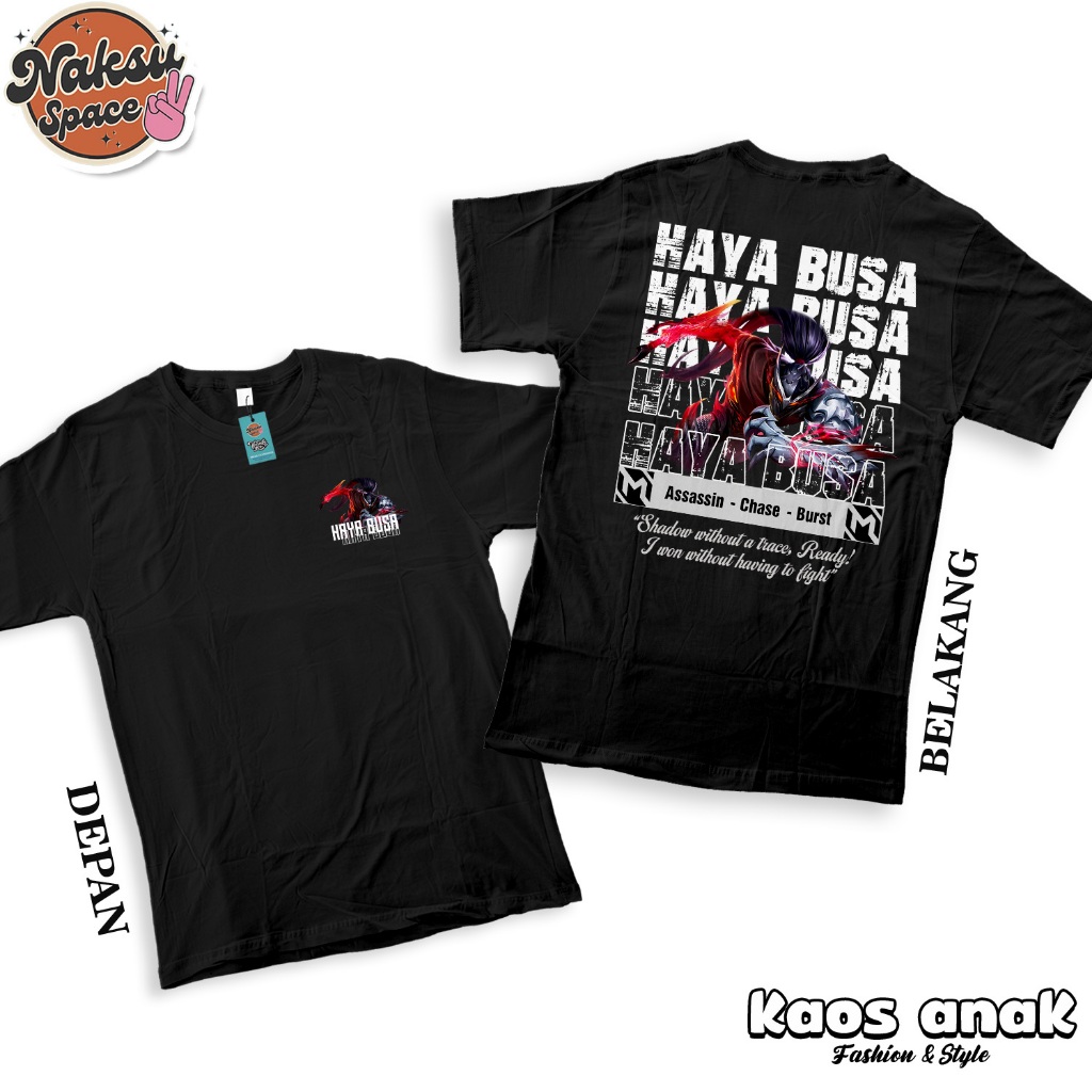 KAOS ANAK - KAOS STREETWEAR MOBILE LEGENDS SKIN HAYABUSA SHADOW OF OBSCURITY BAJU MOBA