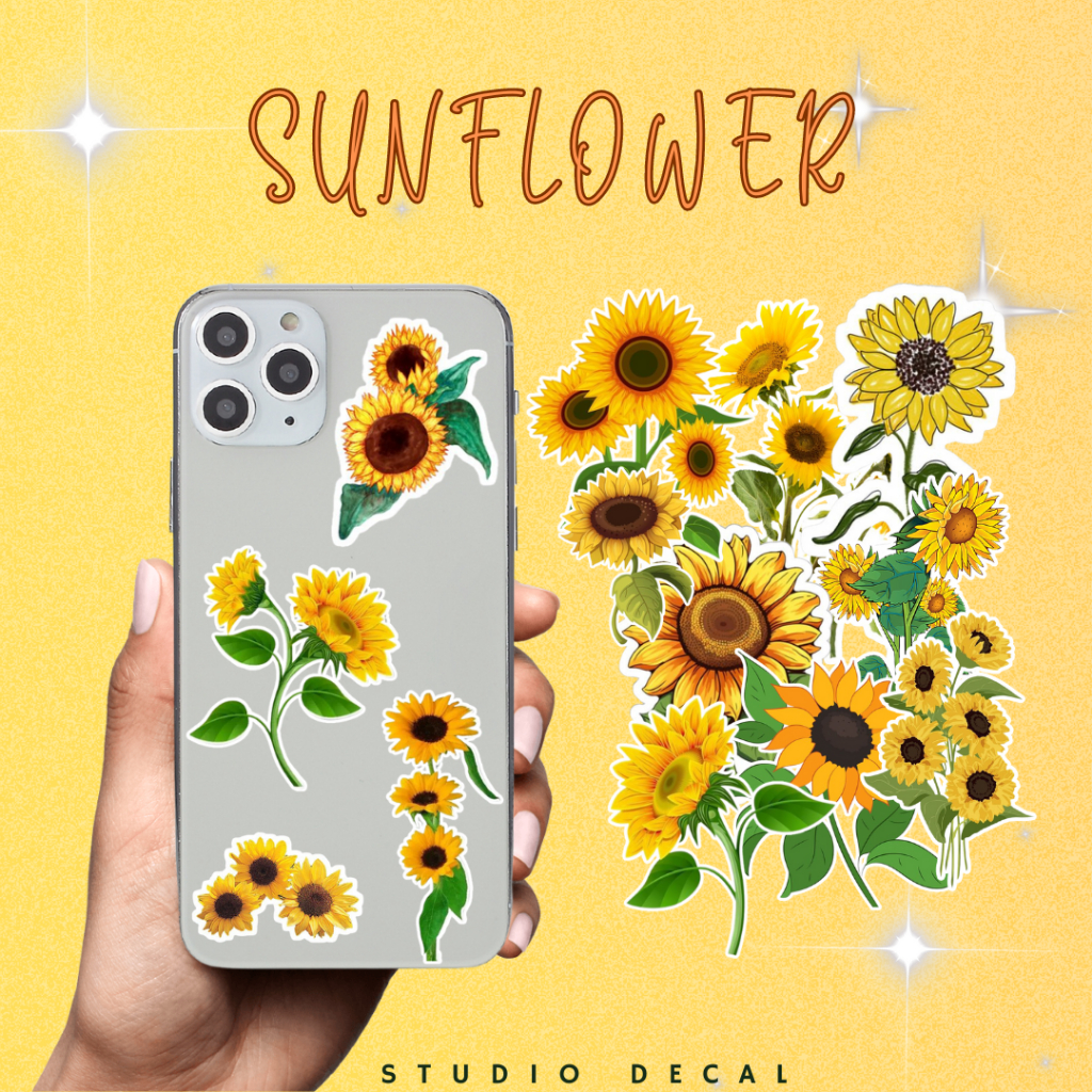 

50PCS+ STIKER SUNFLOWER | STICKER SUNFLOWER | BUNGA MATAHARI STIKER | SUNFLOWER | BUNGA MATAHARI | BISA REQUEST