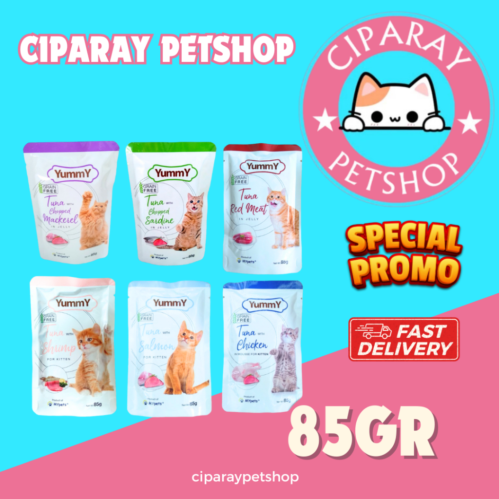 Yummy pouch cat 85gr kitten & adult ALL VARIANT yummy cat wet food