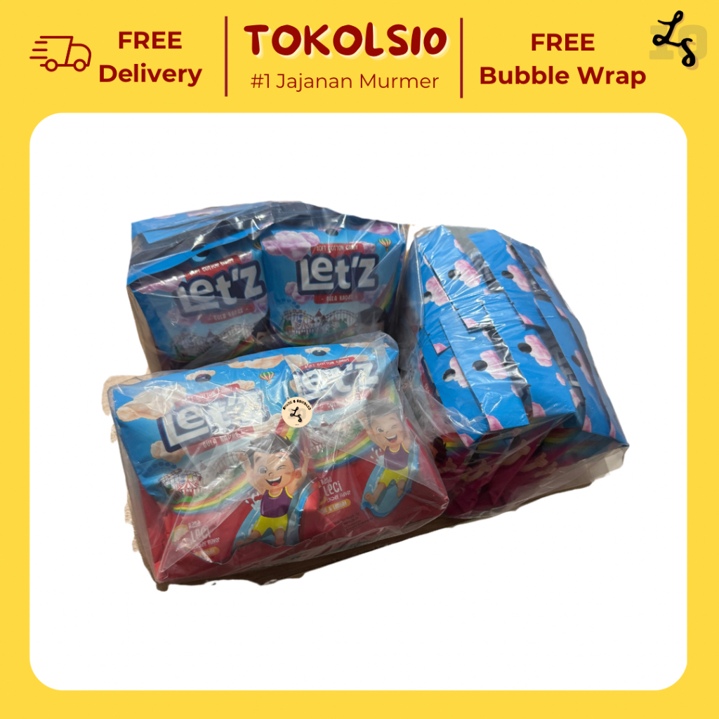 

LetZ Gula Kapas Manis & Lembut Rasa Anggur/Leci/Stroberi 1 Pack Isi 10 pcs 7gr