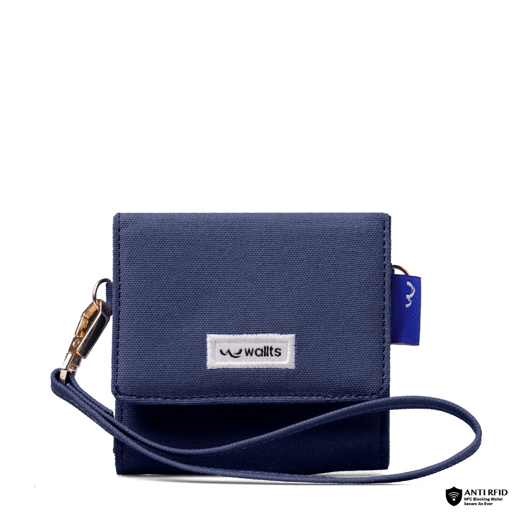 Wallts Abel Navy - Dompet Wanita Dompet Koin Wanita Dompet Kanvas Mini Kecil