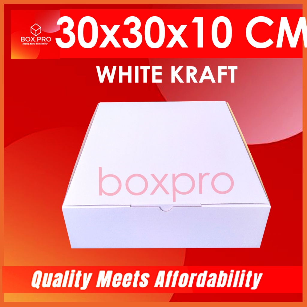 

Kardus PUTIH uk 30x30x10 cm (ECER) Die Cut Box Kotak Packing Aksesoris Baju Makanan Pizza Hijab Kue