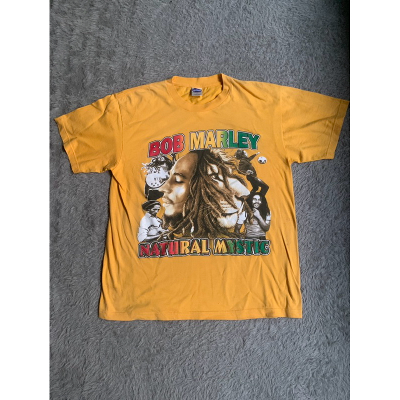 kaos band vintage bob marley natural mystic second preloved