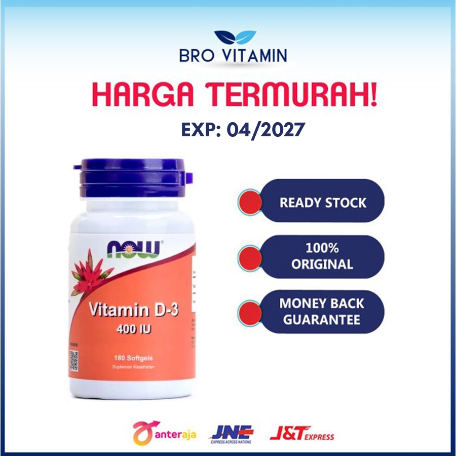 NOW FOODS VITAMIN D-3 400 IU 180 SOFTGELS - Vit D D3 VitD 400IU