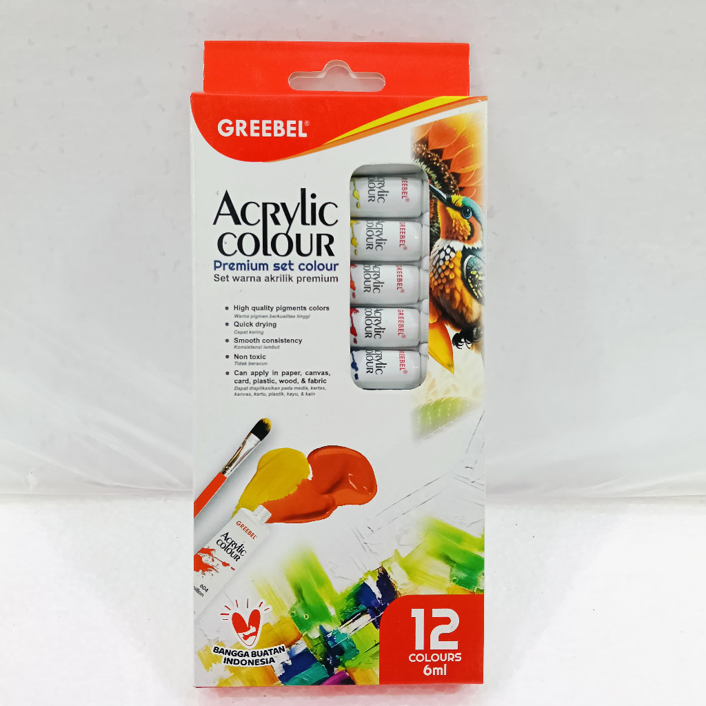 

CAT AKRILIK GREEBEL ACRYLIC COLOUR 12 WARNA 6 ML
