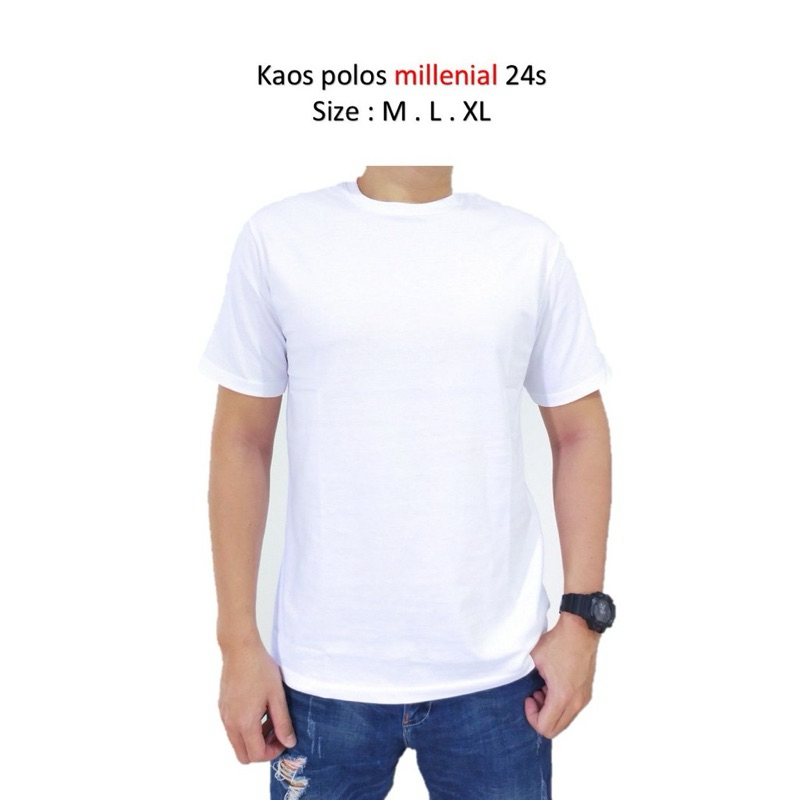BAJU KAOS POLOS PUTIH LENGAN PENDEK / COTTON COMBED 24S / TES TNI POLRI