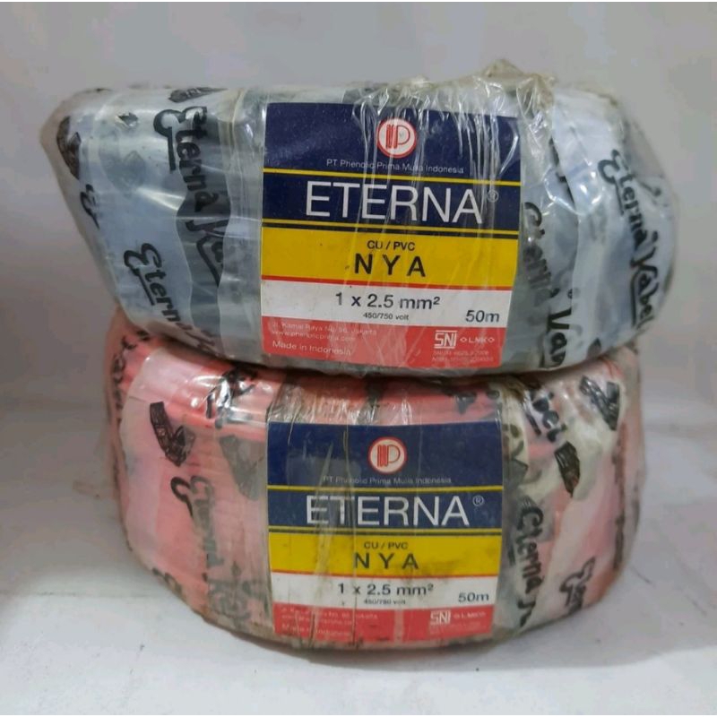 Kabel Eterna NYA 1x2,5 Kawat Tembaga Tunggal Engkel 50m 1rol