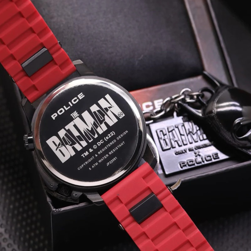 Exclusive Jam Tangan Pria Police Batman Rubber Free Gantungan & Box Exclusive