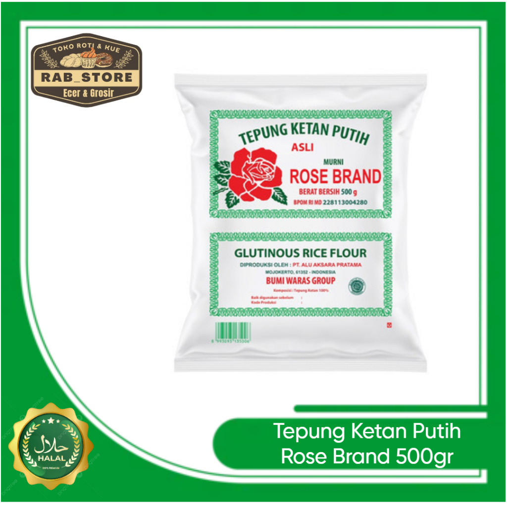 

Tepung Ketan Putih ROSE BRAND kemasan 500gr