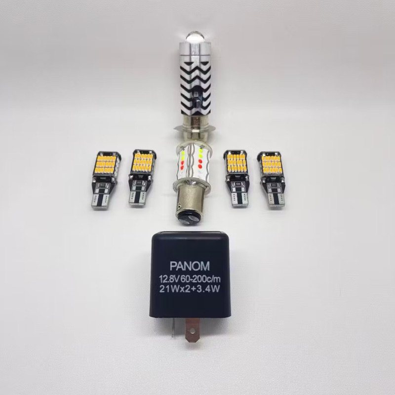 LAMPU LED DEPAN H6 LASER + SEN DAJJAL KUNING 4 PCS DAN FLASER SEN BISA STEL + LAMPU STOP 30 MATA RUN