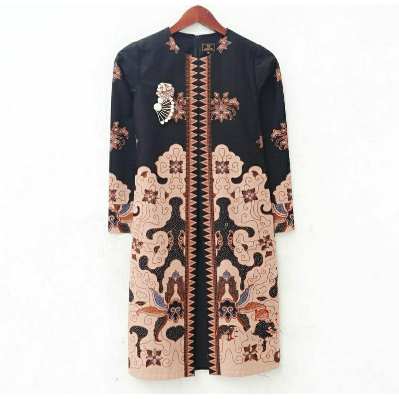(TUNIK CEMPAKA) Tunik batik wanita modern motif bunga warna hitam