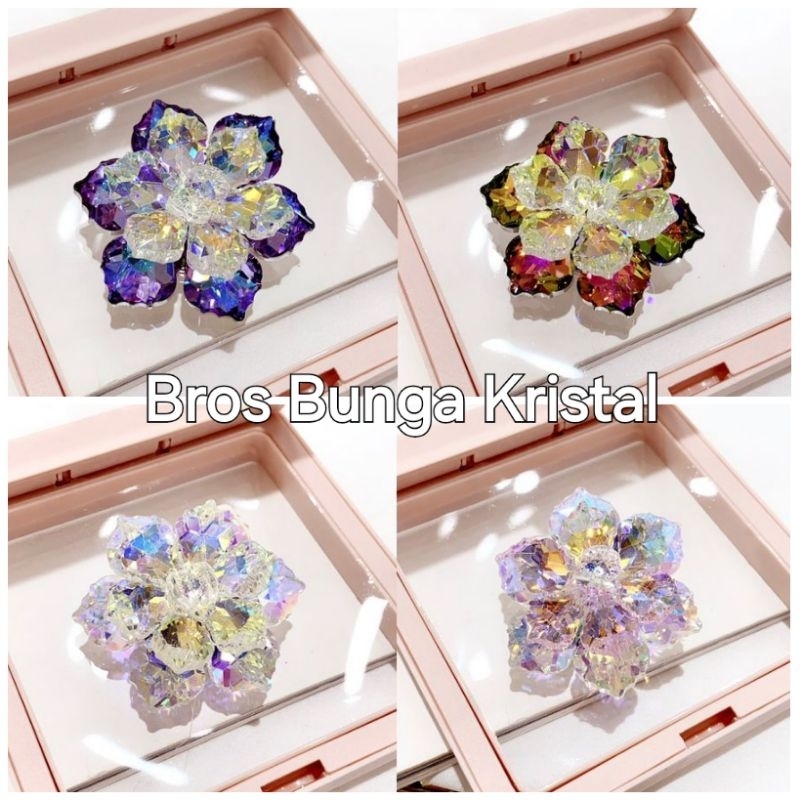 Bros import Bros bunga kristal Brooch Premium Quality untuk hiasan baju di dada kualitas Import Peni