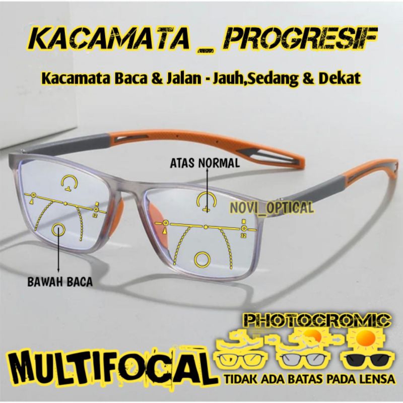 Kacamata Sport Plus Baca dan Jalan Photocromic Kacamata Doubel fokus anti radiasi Kacamata sprty bac