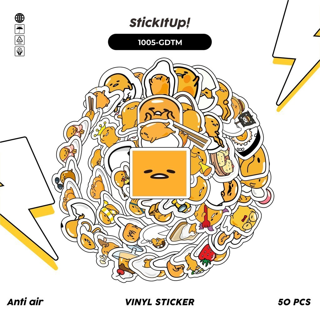 

COD✨ 100 Pcs Stiker Pack Gudetama v2 Lucu Aesthetic Vynil Waterproof untuk Freebies Sticker Buku Journal Casing HP Laptop