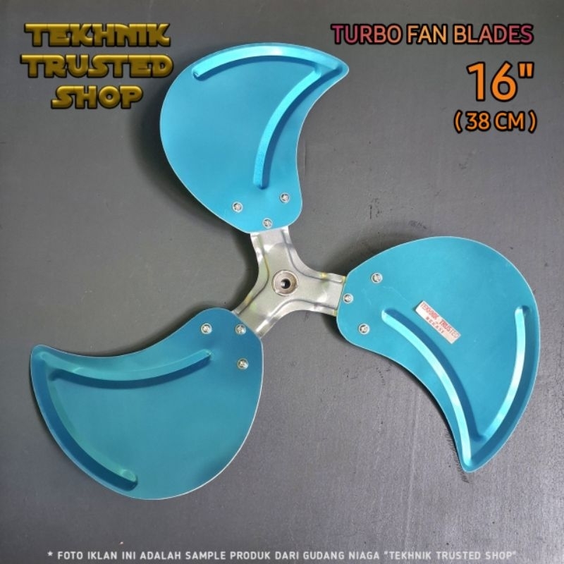 Turbo blade 16" baling kipas angin besi aluminium universal