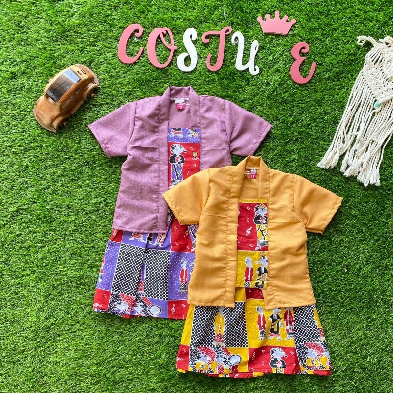 BATIK COSTUME SET KEBAYA BATIK ANAK ZAHIRA MOTIF BONEKA COCOK UNTUK ANAK