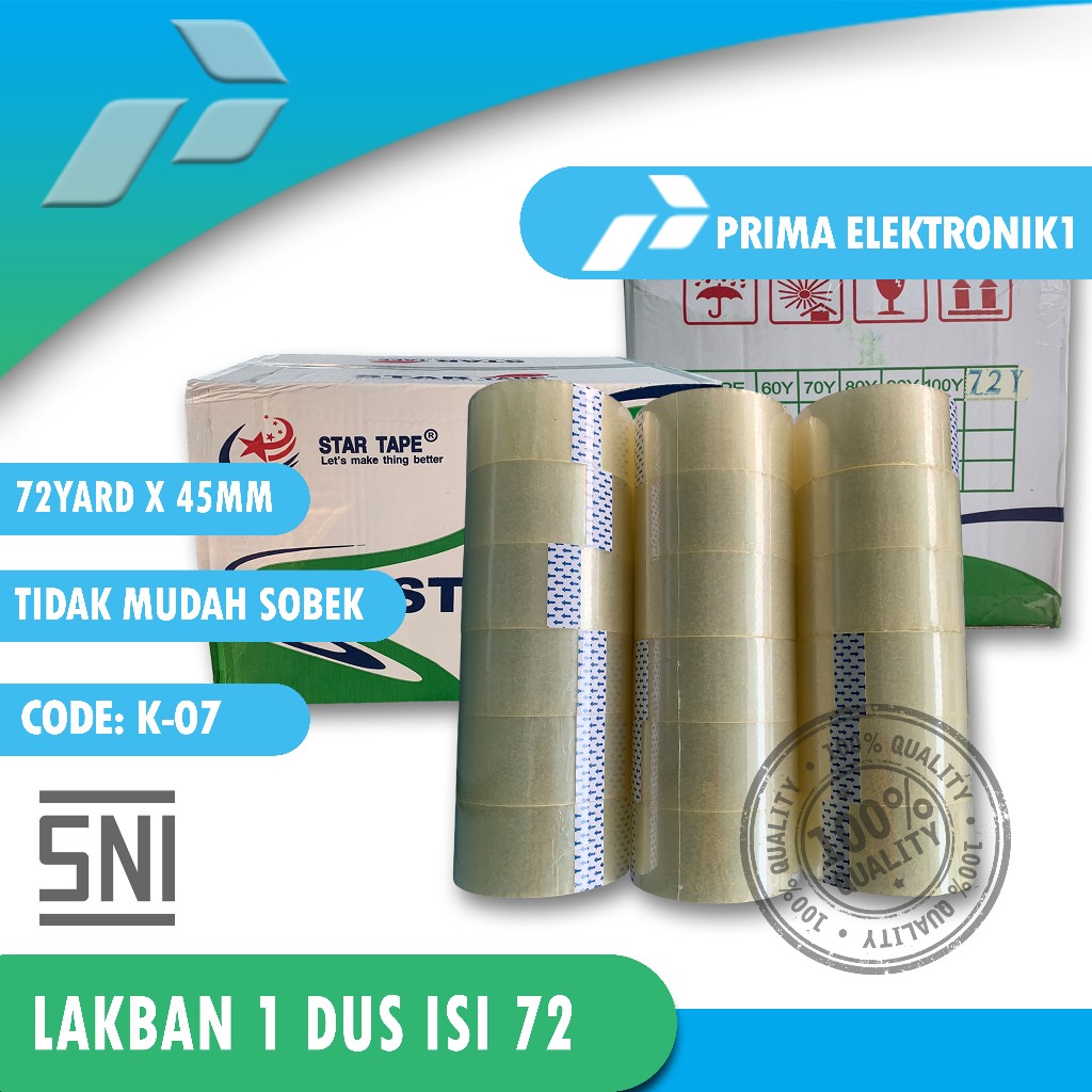

1 Dus Lakban Star Tape Premium isi 24 pak 72 pcs Lakban OPP Bening Untuk Kebutuhan Packaging