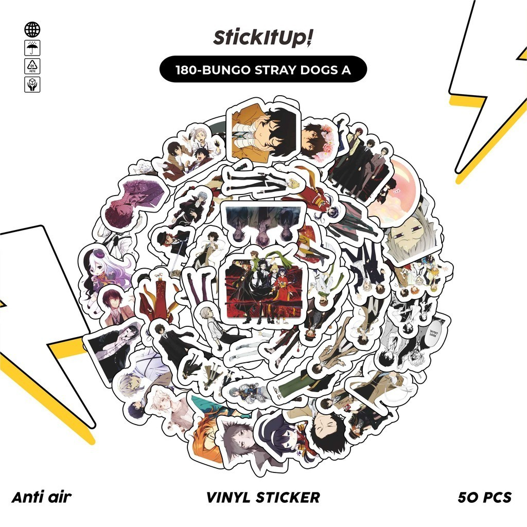 

COD✨ 50 Pcs Stiker Pack Motif Anime Bungo Stray Dogs Lucu Aesthetic Vynil Waterproof untuk Freebies Sticker Buku Journal Casing HP Laptop