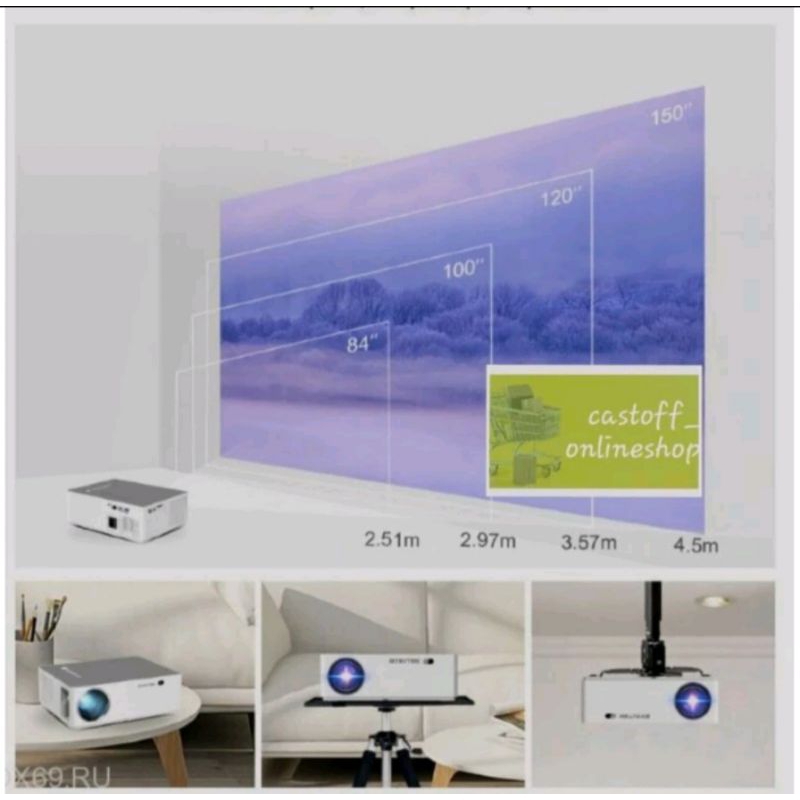 Like New - Byintek K20 Basic Projector - Support 1080P Screen Mirror HDMI VGA