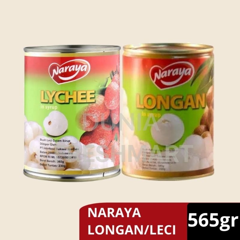 

NARAYA LONGAN ATAU NARAYA LYCHEE 565GR BUAH KELENGKENG BUAH LECI DENGAN SIRUP