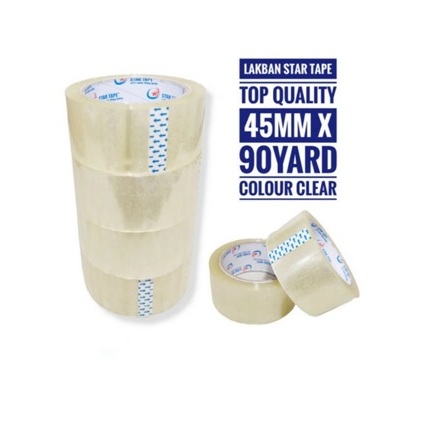 

STAR TAPE Lakban Clear Bening Putih ( 6 PCS ) 90 YARD X 45MM (2INCH) Solatip Isolasi Termurah