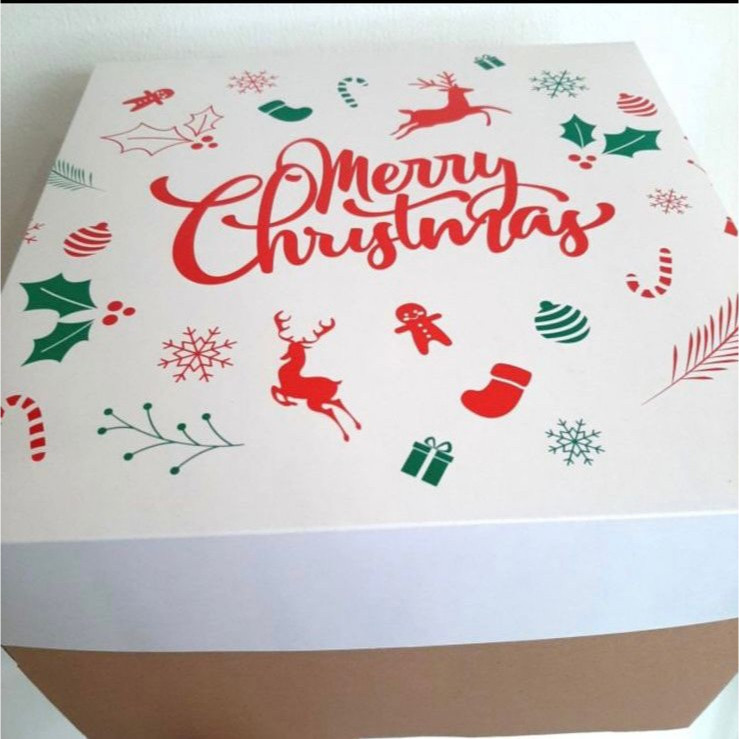

(5 pcs) kardus brownies parcel merry christmas box cake natal size 25 cm