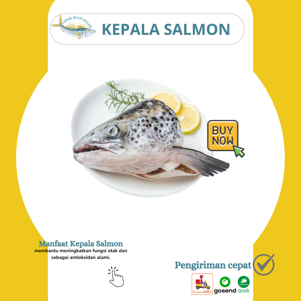 

Kepala salmon segar 1kg isi 2-3kepala