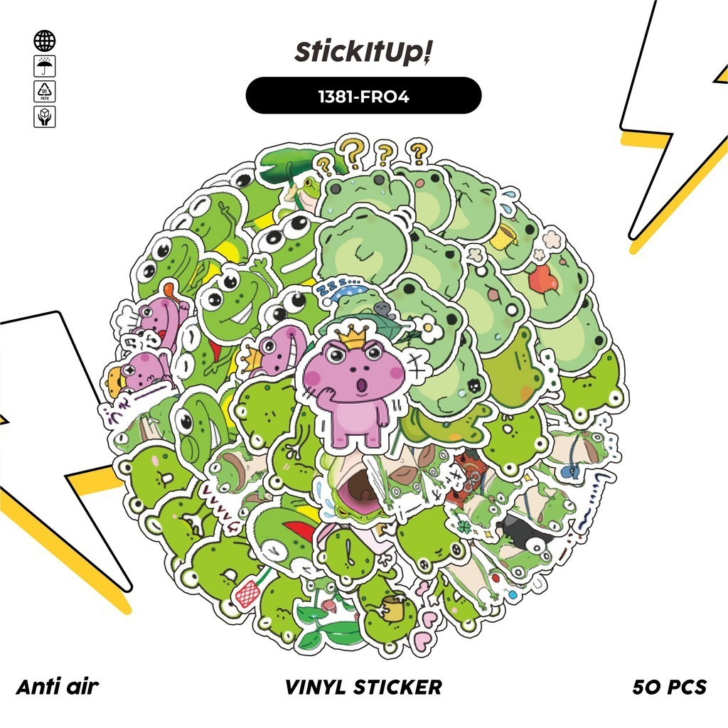 

COD✨ 100 Pcs Stiker Pack Kawaii Frog / Katak v4 Lucu Aesthetic Vynil Waterproof untuk Freebies Sticker Buku Journal Casing HP Laptop