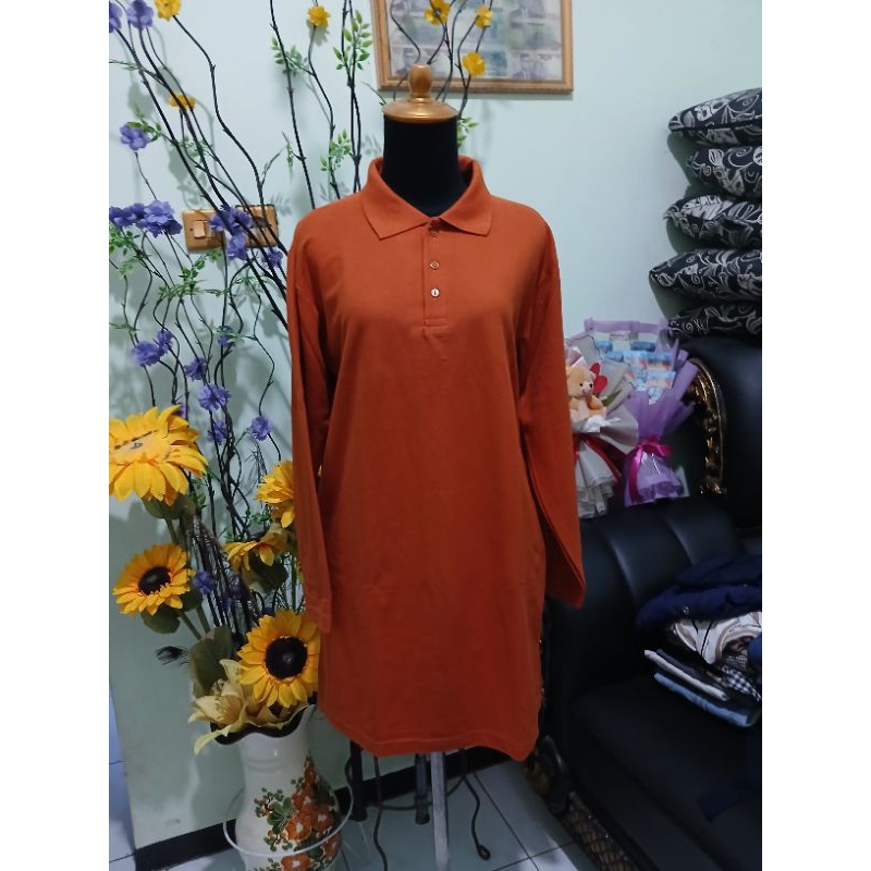 Tunik Kerah Kancing Orange Bata