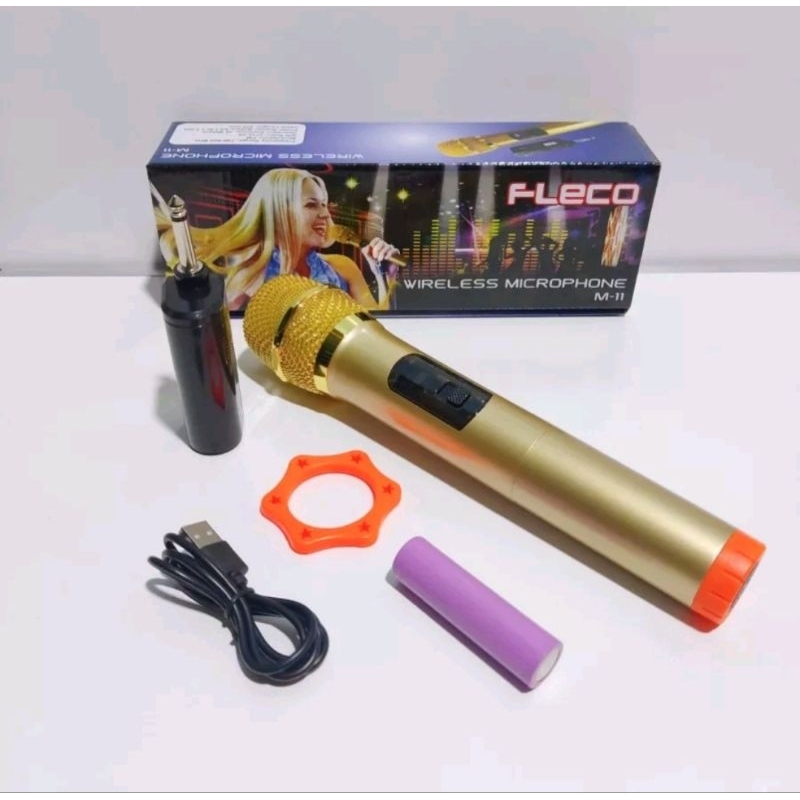 Microphone Wireless Karaoke Fleco M-11 Mic Single Tanpa Kabel Ori