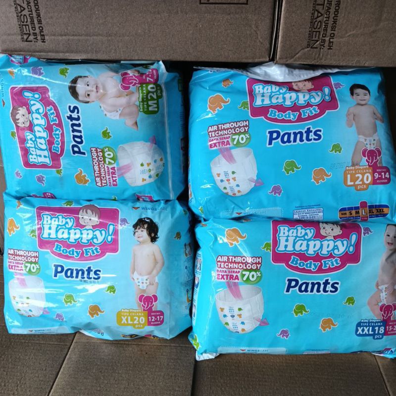 Baby happy baby happy popok celana active pants M20/L20/XL20/XXL18/S38+2/M32/L28/XL26/XXL24 - Susu