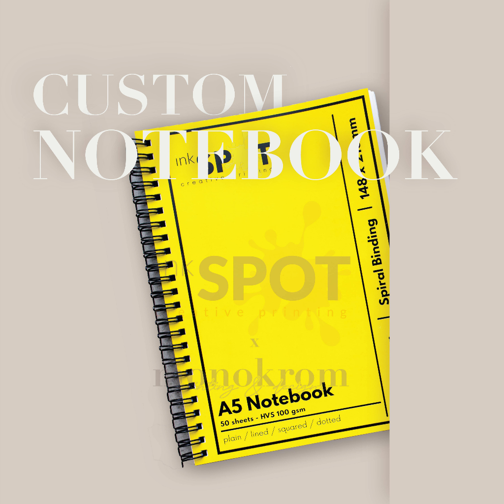 

Custom Notebook (Isi : Polos, Cetak Garis, Cetak Kotak, Cetak Titik) - A5 (14,8 x 21 cm)