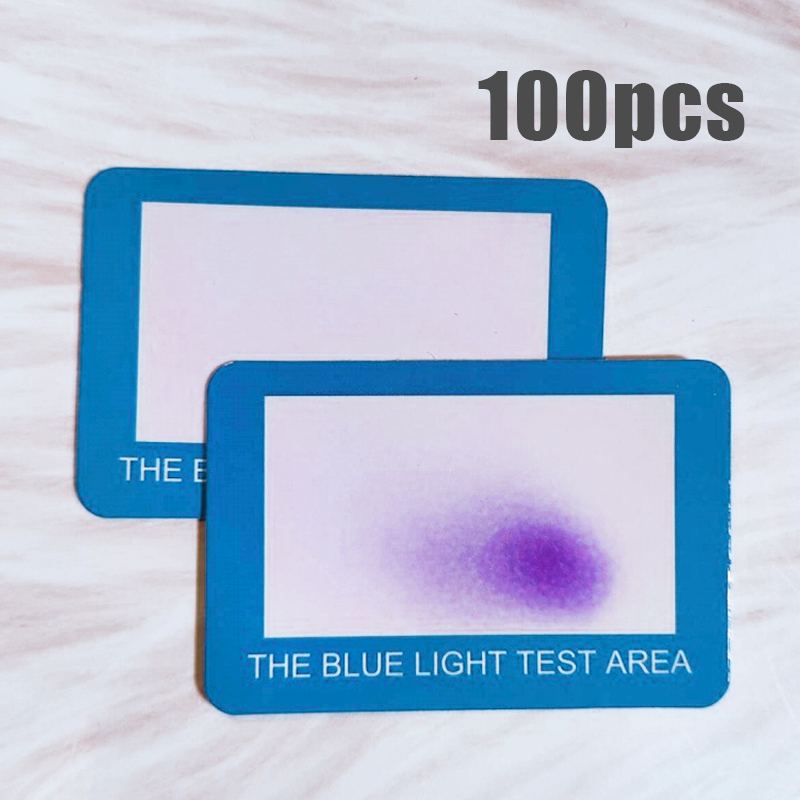 100PCS Kartu Test Kacamata Blue Light Uv Test Paper Eyekan Kartu Tes Antiblueray Alat Tes Sinar Biru