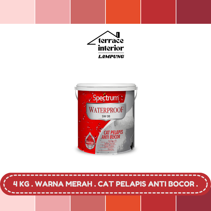 Cat Pelapis Anti Bocor Spectrum Waterproof Warna Merah 4 KG