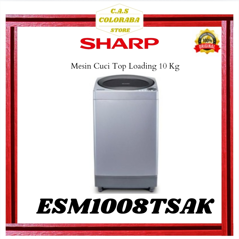 MESIN CUCI SHARP ESM1008TSAK MESIN CUCI TOP LOADING 10 KG MESIN CUCI SHARP 1 TABUNG ESM1008