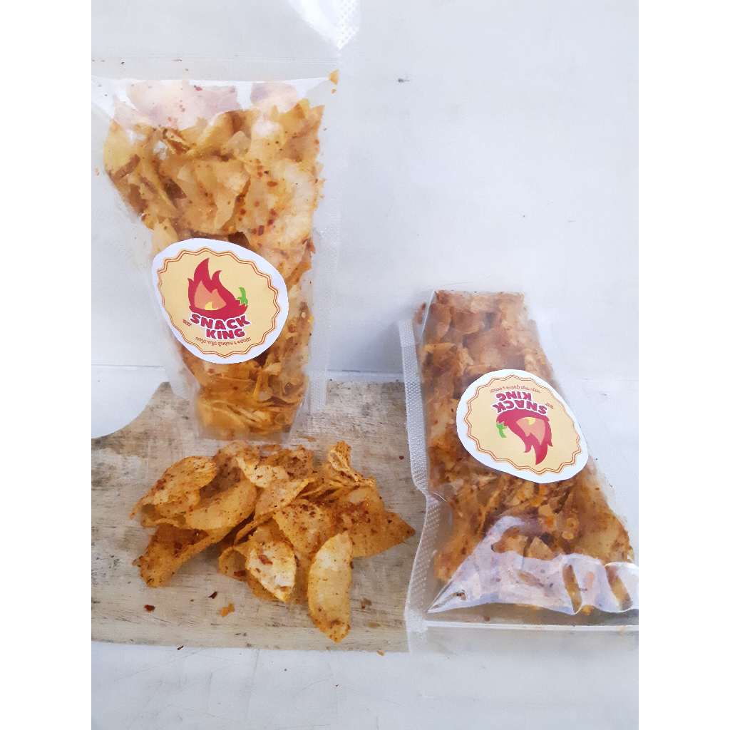 

Snack King - Paket Hemat 2 Pcs Cemilan Keripik Singkong Pedas Level 1 Dan Level 3