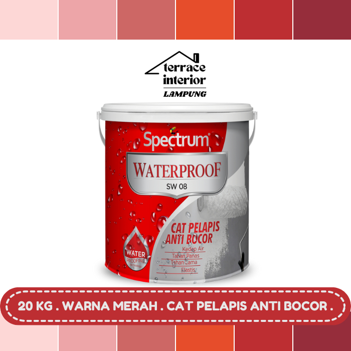 Cat Pelapis Anti Bocor Spectrum Waterproof Warna Merah 20 KG