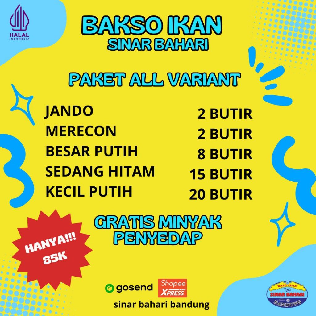 

Bakso ikan paket all variant gratis minyak penyedap | sinar bahari bandung