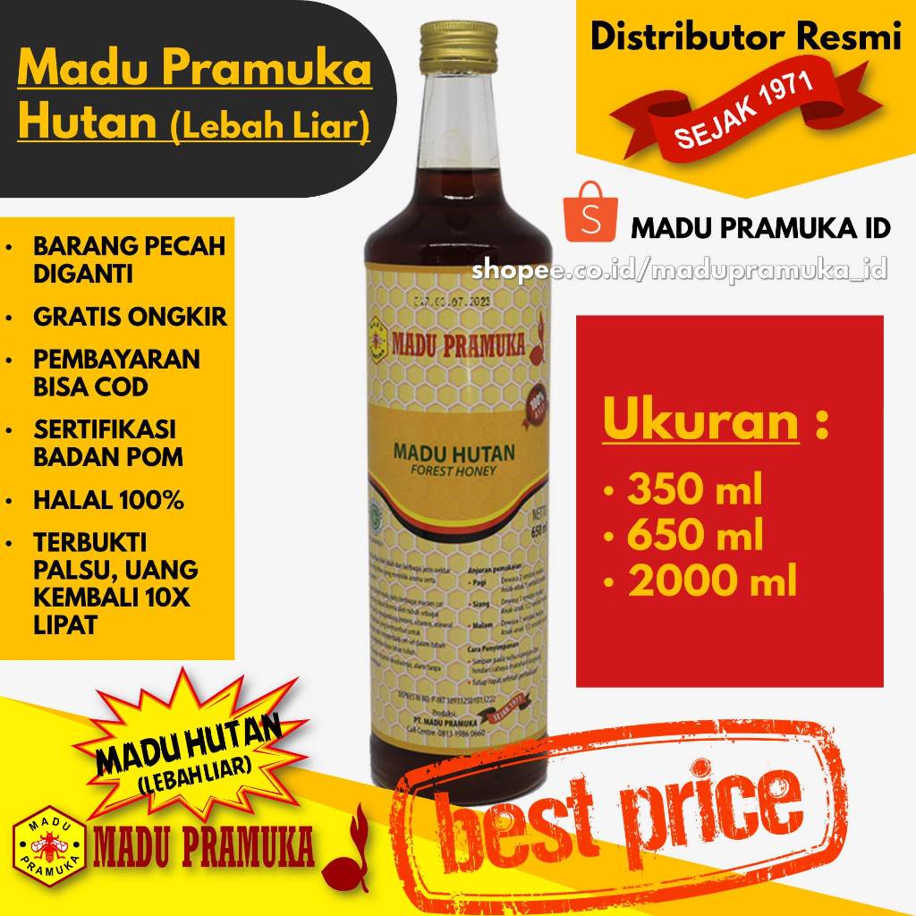 

Madu Pramuka Hutan (Lebah Liar) - 350 ML 650 ML 2000 ML Liter - Asli Enak Original Alami Murni Murah