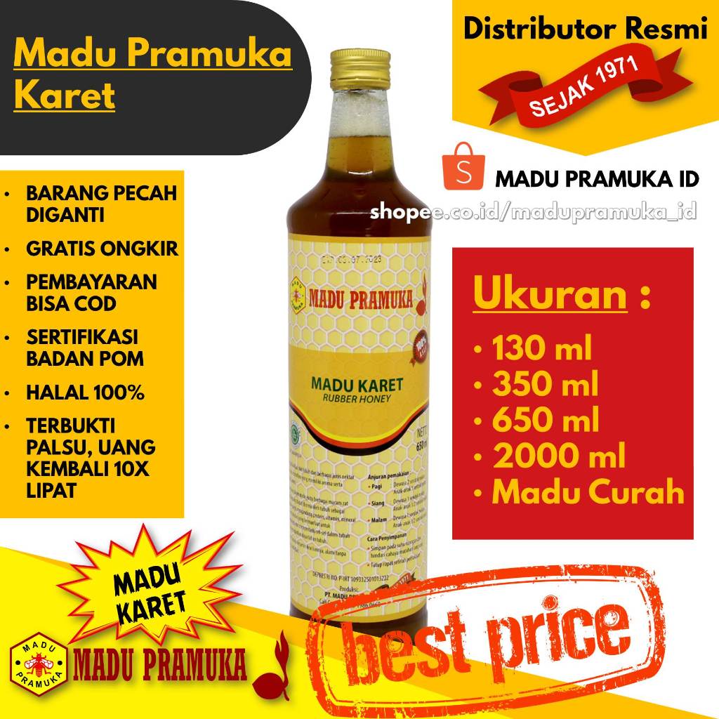 

Madu Pramuka Karet - 130 ML 350 ML 650 ML 2000 ML Liter - Asli Enak Original Alami Murni Murah Resmi