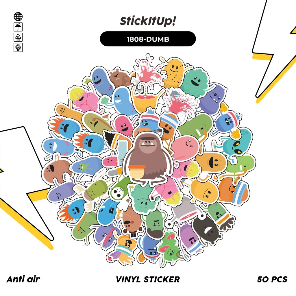 

COD✨ 50 Pcs Stiker Pack DUMB WAYS TO DIE MIX Lucu Aesthetic Vynil Waterproof untuk Freebies Sticker Buku Journal Casing HP Laptop