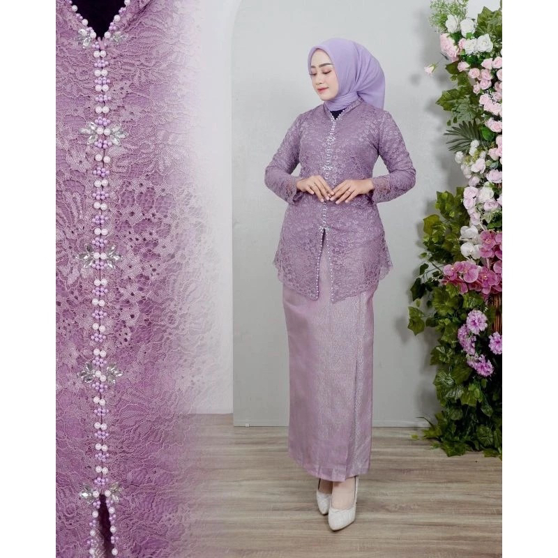 Kebaya Encim Jumbo Ld 130 | Stelan Kebaya Encim Brokat Payet | Kebaya Modern | Kebaya Wisuda | Kebay