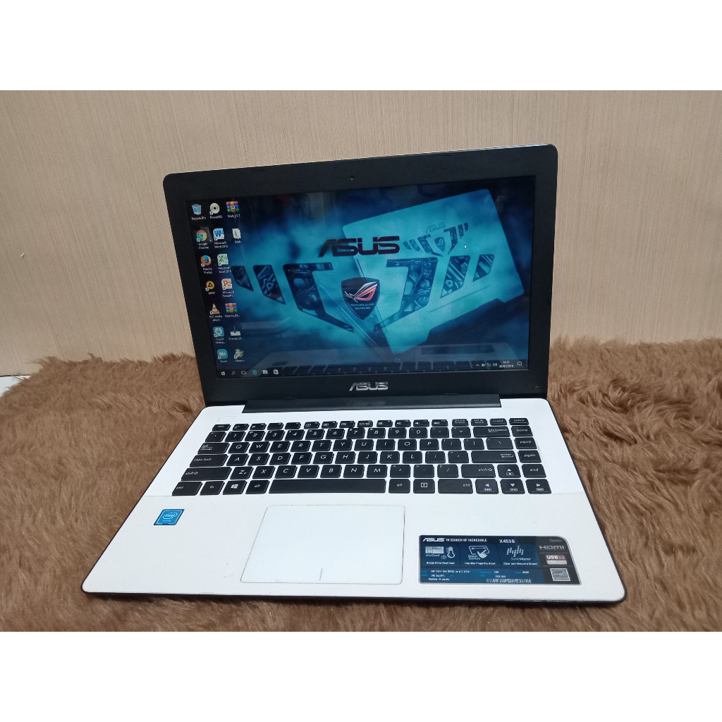 Laptop Asus X453S warna putih hitam ram 2gb hdd 500gb intel celeron n3050 no minus