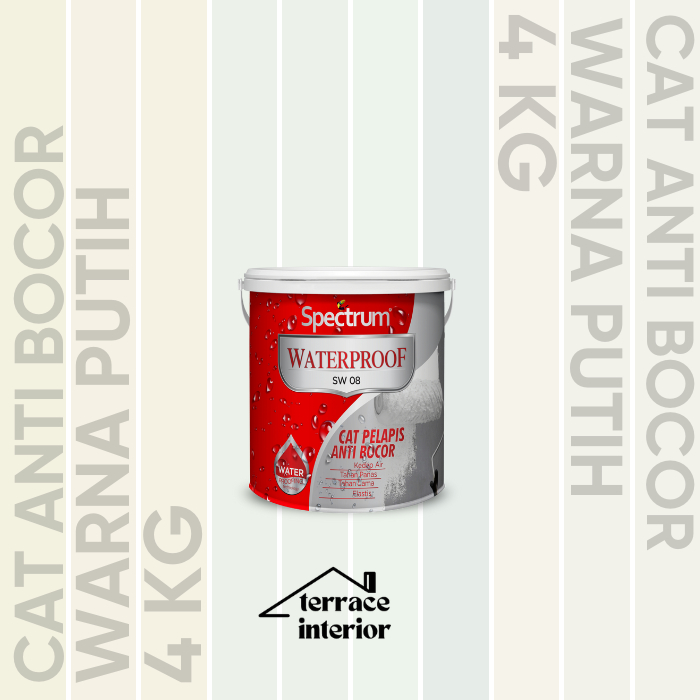 Cat Pelapis Anti Bocor Spectrum Waterproof Warna Putih 4 KG