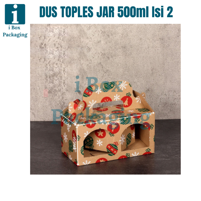 

[ 10pcs ] Box Kardus Jinjing Toples Jar 500ml Isi 2 Natal Dus Kue Kering Hampers Parcel Christmas