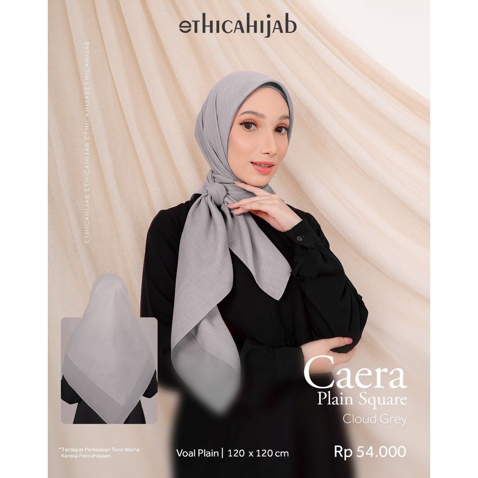 ETHICA HIJAB SEGIEMPAT POLOS CAERA PLAIN SQUARE / KERUDUNG JILBAB VOAL POLOS UKURAN 120X120CM JAHIT 