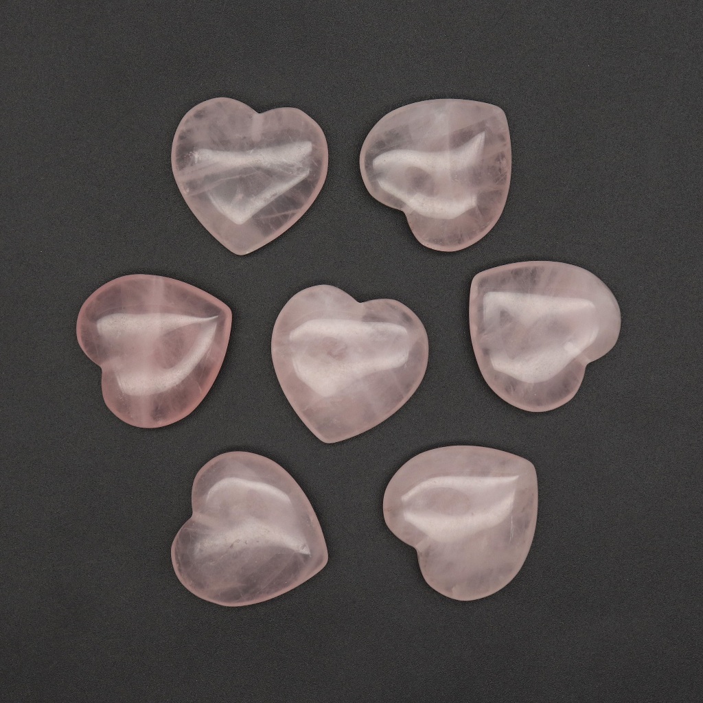 EXCLUSIVE NATURAL ROSE QUARTZ 25 mm HEART CABOCHON | BATU PERMATA NATURAL ROSE QUARTZ | BATU ROSE QU