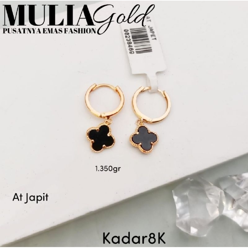 Anting Vancleef batu onyx Hitam